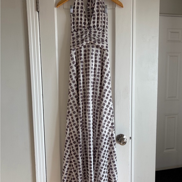 Elegant Polka Dot Halter Maxi Dress - Picture 2 of 5